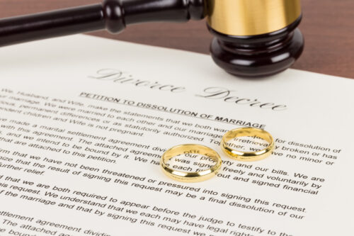 wedding rings divorce decree gavel