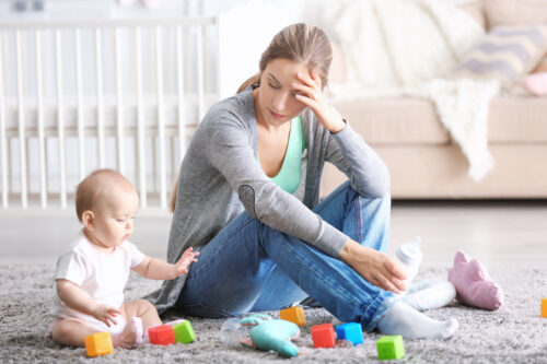 parent with child stressed