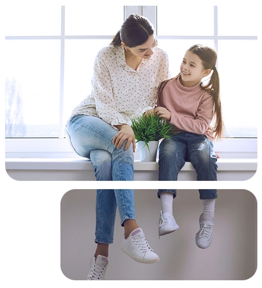 mother and daughter share a laugh